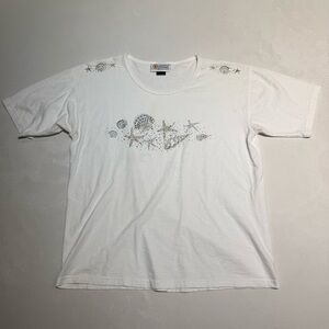 Christine Alexander White womens  Tee with Silver Accents